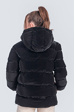 Kız Çocuk Kapüşonlu Nova Kumaş Kışlık Mont KM1010