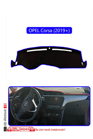 Opel Corsa (2019 + ) Torpido Koruma  Halısı -  Mavi Kenar