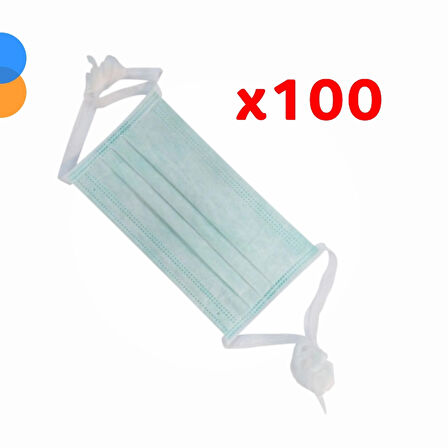 Bağcıklı 3 Katlı Cerrahi Maske 100'lü - 1 Kutu