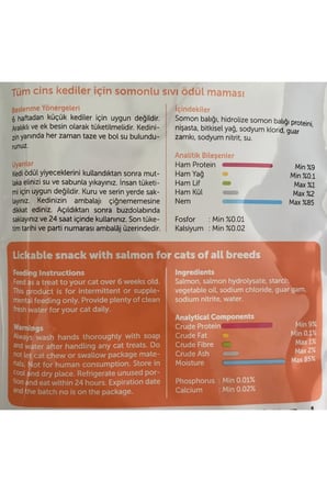 Kedi Kreması  Sıvı Ödül Maması Somonlu Liquid Jel 5 Adet 15 gr