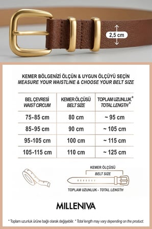 Çift Gold Köprülü Kahverengi İnce Kadın Kemer 2.5 cm