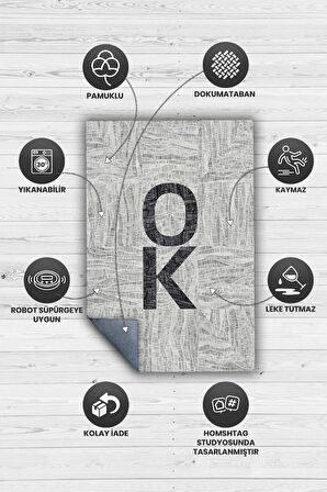 Homshtag Ok Pamuklu Dokuma Tabanlı Yıkanabilir Kaymaz Dekoratif Ev Halısı