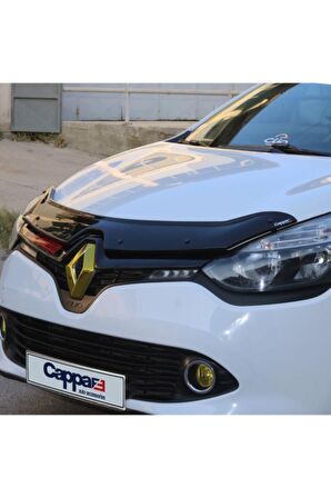 Renault Clio 4 Ön Kaput Koruma Rüzgarlığı 3mm Akrilik (ABS) Parlak Siyah Deflektör 2012-2020