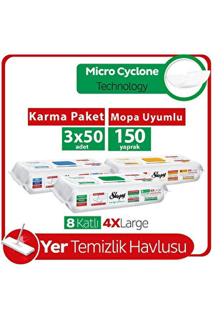 Sleepy Easy Clean Mopa Uyumlu Yer Temizlik Havlusu Karma Paket 3X50 (150 Yaprak)