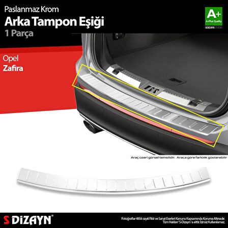 S-Dizayn Opel Zafira Tourer C Krom Arka Tampon Eşiği 2011-2019 A+ Kalite