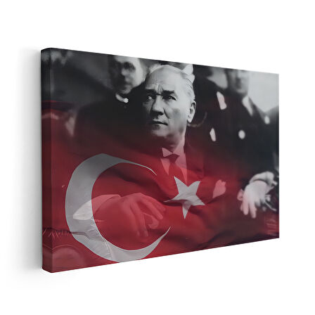 Atatürk ve Türk Bayrağı Kompozisyon Kanvas Tablo