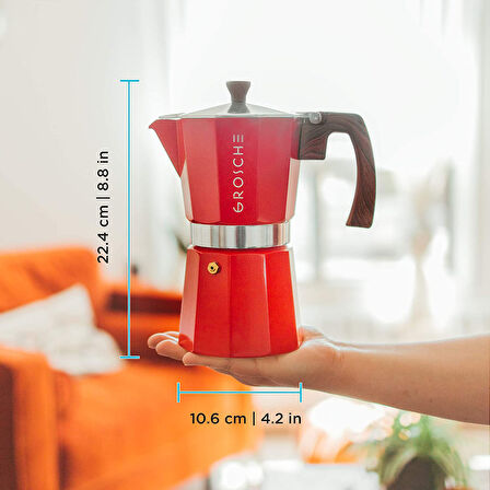 Grosche Milano Moka Pot Kırmızı 9 cup 450 ml