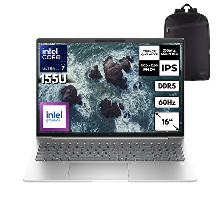 HP EliteBook 660 G11 Ultra 7 155U 16-GBDDR5 512 GBSSD Intel Graphics 16" WUXGA Windows 11 Home + HMF Sırt Çantası 9C004EAHMF17