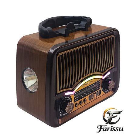 GS-1360 Nostaljik Tasarım Bluetooth Hoparlörlü Güneş Enerjili Şarjlı FM/AM/SW Radyo
