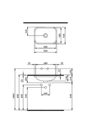 Bocchi Scala 55 Cm Tezgahaltı Lavabo Parlak Siyah 1006-005-0125