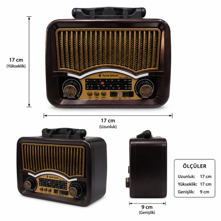 Gold Silver GS-1360 Nostaljik Tasarım Bluetooth Radyo(YEDEK PİLİ)