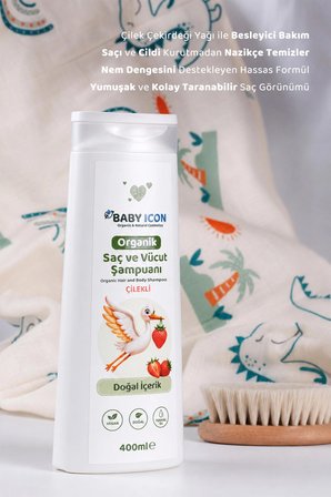 baby i̇con doğal vegan çilekli saç ve vücut şampuanı 400 ml