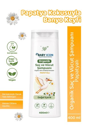 baby i̇con doğal vegan papatyalı saç ve vücut şampuanı 400 ml