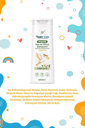 baby i̇con doğal vegan papatyalı saç ve vücut şampuanı 400 ml