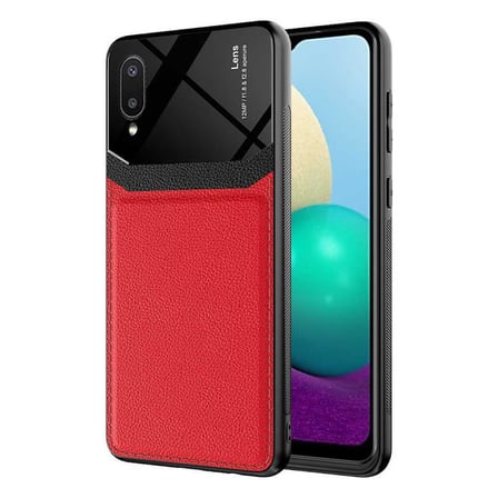 Galaxy A02 Kılıf Deri Görünümlü Tasarım Sert Arka Kapak