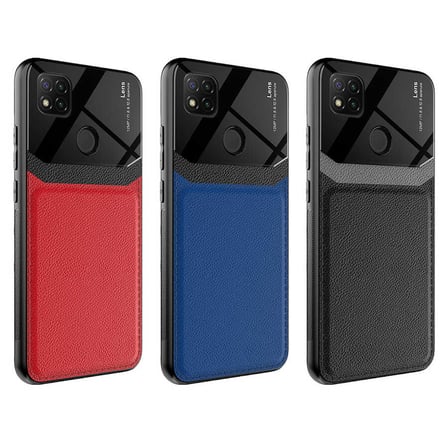 Redmi 9C Kılıf Deri Görünümlü Tasarım Sert Arka Kapak