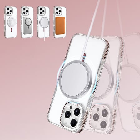 iPhone 16 Pro Max Kılıf Magsafe Şarj Özellikli Taşlı Lüx Tasarım Tera Silikon Kapak