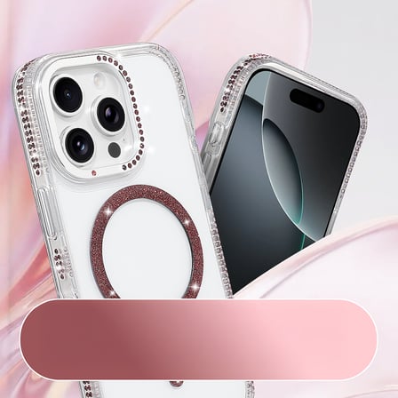 iPhone 16 Pro Kılıf Magsafe Şarj Özellikli Taşlı Lüx Tasarım Tera Silikon Kapak