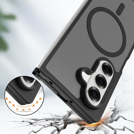 Galaxy Z Fold 7 Kılıf MagSafe Şarj Özellikli Kamera Korumalı Arkası Buzlu Şeffaf Lunex Kapak