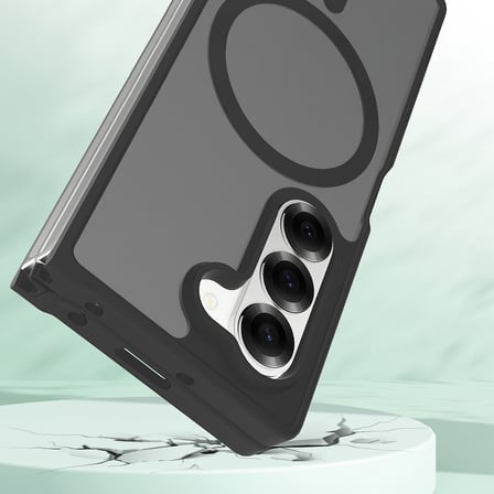 Galaxy Z Fold 6 Kılıf MagSafe Şarj Özellikli Kamera Korumalı Arkası Buzlu Şeffaf Lunex Kapak
