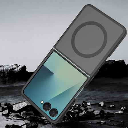 Galaxy Z Flip 7 Kılıf MagSafe Şarj Özellikli Kamera Korumalı Arkası Buzlu Şeffaf Lunex Kapak