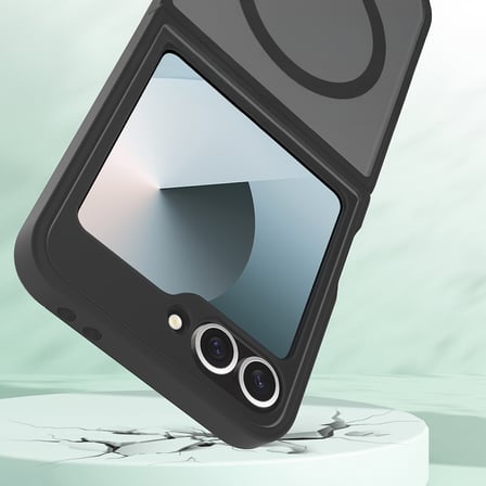 Galaxy Z Flip 6 Kılıf MagSafe Şarj Özellikli Kamera Korumalı Arkası Buzlu Şeffaf Lunex Kapak