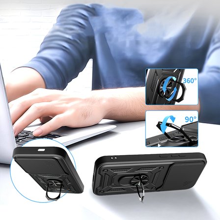 Poco F8 Pro Kılıf Magnetik Standlı Kamera Korumalı Sürgülü Vega Kapak
