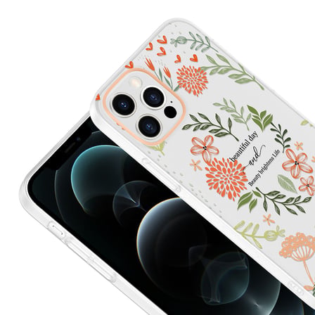 iPhone 12 Kılıf Kamera Korumalı Canlı Lüx Desenli Klip Sert Kapak Beautiful