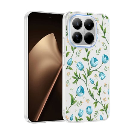 Xiaomi 15T Pro Kılıf Kamera Korumalı Canlı Lüx Desenli Klip Sert Kapak Mavi Lale