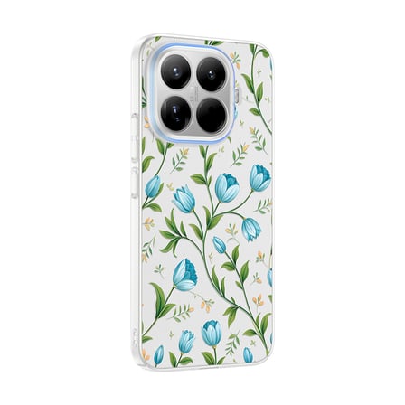 Xiaomi 15T Pro Kılıf Kamera Korumalı Canlı Lüx Desenli Klip Sert Kapak Mavi Lale