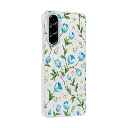 Galaxy A56 Kılıf Kamera Korumalı Canlı Lüx Desenli Klip Sert Kapak Mavi Lale