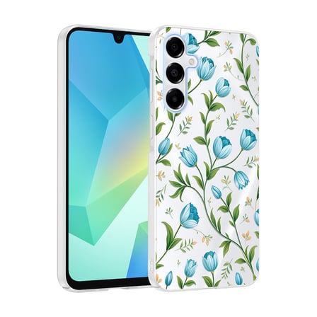 Galaxy A14 Kılıf Kamera Korumalı Canlı Lüx Desenli Klip Sert Kapak Mavi Lale