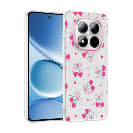 Xiaomi Redmi Note 15 Pro 4G Kılıf Kamera Korumalı Canlı Lüx Desenli Klip Sert Kapak Kalpli Kiraz