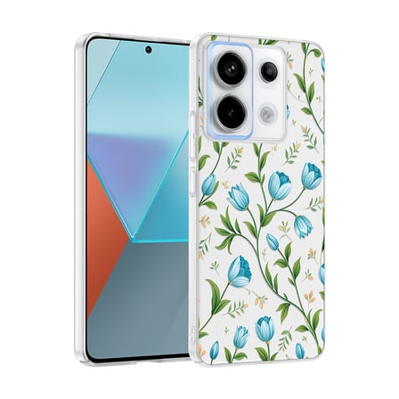 Xiaomi Redmi Note 13 Pro 5G Kılıf Kamera Korumalı Canlı Lüx Desenli Klip Sert Kapak Mavi Lale