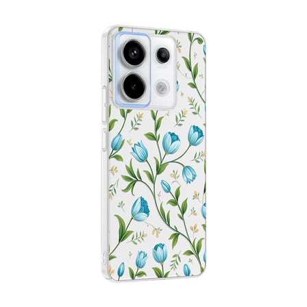 Xiaomi Redmi Note 13 Pro 5G Kılıf Kamera Korumalı Canlı Lüx Desenli Klip Sert Kapak Mavi Lale