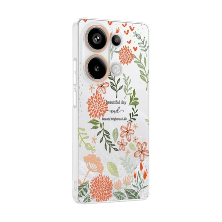 Xiaomi Redmi Note 13 Pro 4G Kılıf Kamera Korumalı Canlı Lüx Desenli Klip Sert Kapak Beautiful