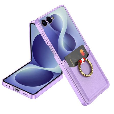 Galaxy Z Flip 8 Kılıf Kıpta Yüzüklü Kartlıklı Kapak