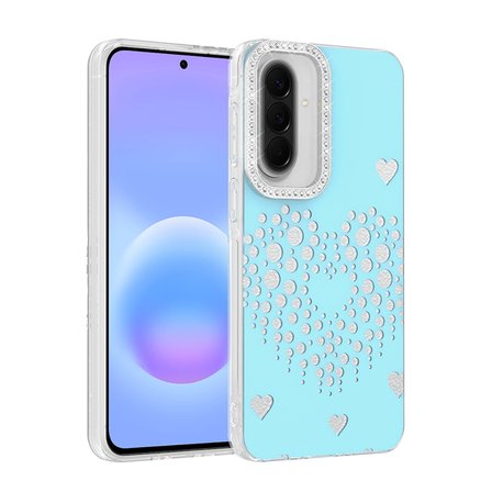 Galaxy S25 FE Kılıf Damla Taşlı Kalp Desenli Rivas Sert PC Kapak