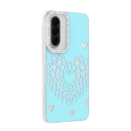 Galaxy S25 FE Kılıf Damla Taşlı Kalp Desenli Rivas Sert PC Kapak