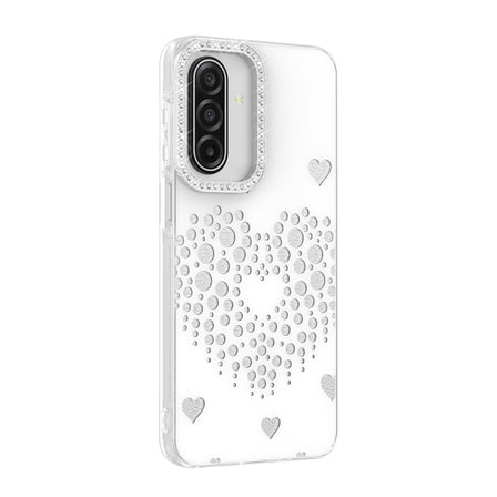 Galaxy A27 Kılıf Damla Taşlı Kalp Desenli Rivas Sert PC Kapak