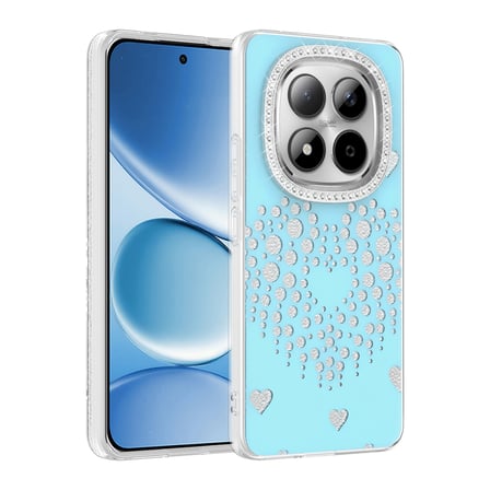 Xiaomi Redmi Note 15 Pro 4G Kılıf Damla Taşlı Kalp Desenli Rivas Sert PC Kapak