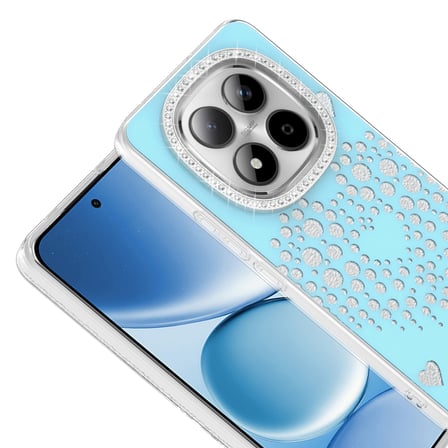 Xiaomi Redmi Note 15 Pro 4G Kılıf Damla Taşlı Kalp Desenli Rivas Sert PC Kapak