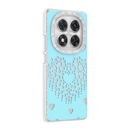 Xiaomi Redmi Note 14 Pro 4G Kılıf Damla Taşlı Kalp Desenli Rivas Sert PC Kapak