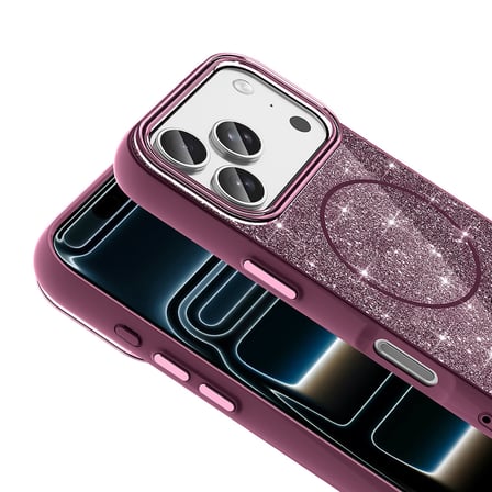 iPhone 18 Pro Max Kılıf Magsafe Şarj Özellikli Parlayan Simli Okso Kapak
