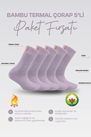 Nova Socks 5'Li Kışlık Kadın Bambu Termal Soket Çorap