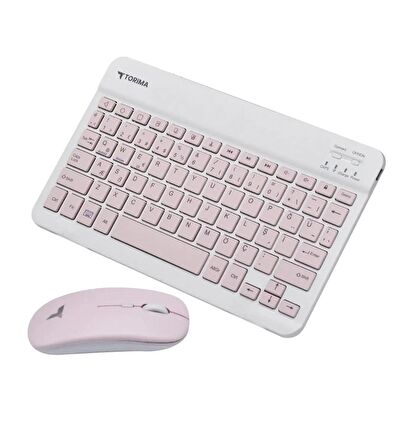 Torima Bluetooth Kablosuz Klavye ve Mouse Seti Pembe TMK-04