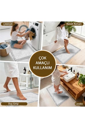 Banyo Paspası, Yumuşak Banyo Halısı, Kaymaz Dot Tabanlı, Yıkanabilir - 60x100