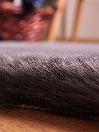 Tappeto Rex Tavşanı Dekoratif Yuvarlak Post Halı Antrasit (Tüy Yüksekliği 22 mm)