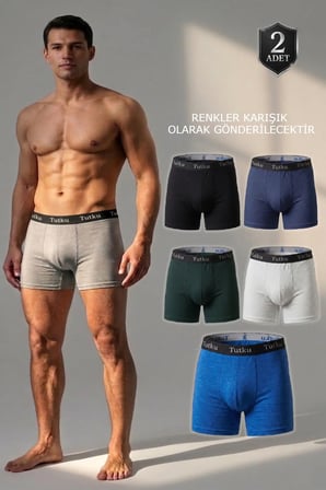 Lion Erkek Boxer 2’li Paket %94 Pamuklu %6 Elastan Rahat Günlük İç Çamaşırı-0123 (Karışık Renk)