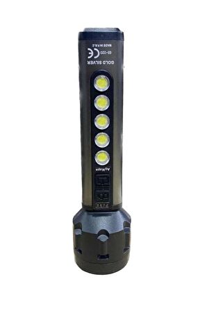 Gold Silver Gs-220 Usb Şarjlı Ledli El Feneri 5 Watt Gri